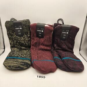 LOT OF 3 - STANCE WOMEN'S SMALL HOUSE SLIPPERS GREEN/RED/WINE